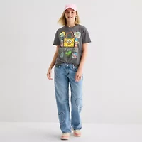 Spongebob Boyfriend Tee Womens Juniors Crew Neck Short Sleeve Regular Fit Graphic T-Shirt