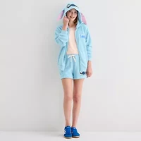 Womens Long Sleeve Embroidered Lilo & Stitch Fleece Zipper Hoodie