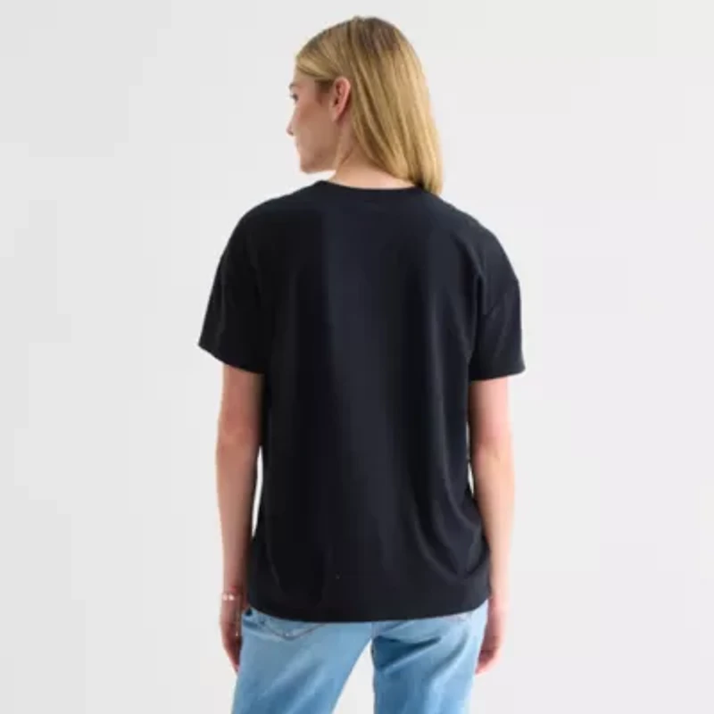 Womens Juniors Crew Neck Short Sleeve Regular Fit Lilo & Stitch Graphic T-Shirt