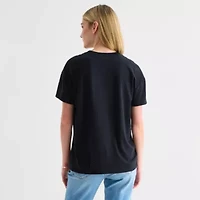 Womens Juniors Crew Neck Short Sleeve Regular Fit Lilo & Stitch Graphic T-Shirt