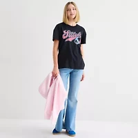 Womens Juniors Crew Neck Short Sleeve Regular Fit Lilo & Stitch Graphic T-Shirt