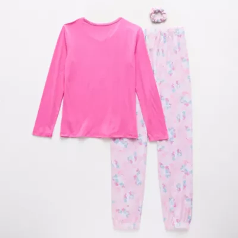 Sleep On It Little & Big Kid Girls Crew Neck Long Sleeve 3-pc. Pajama Sets