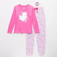 Sleep On It Little & Big Kid Girls Crew Neck Long Sleeve 3-pc. Pajama Sets