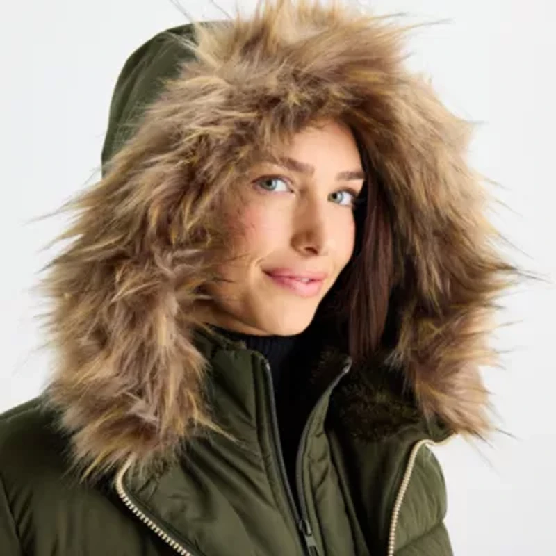 Maralyn And Me Womens Juniors Hooded Heavyweight Puffer Jacket