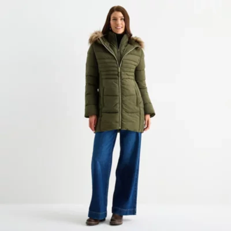 Maralyn And Me Womens Juniors Hooded Heavyweight Puffer Jacket