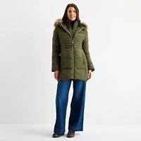 Maralyn And Me Womens Juniors Hooded Heavyweight Puffer Jacket