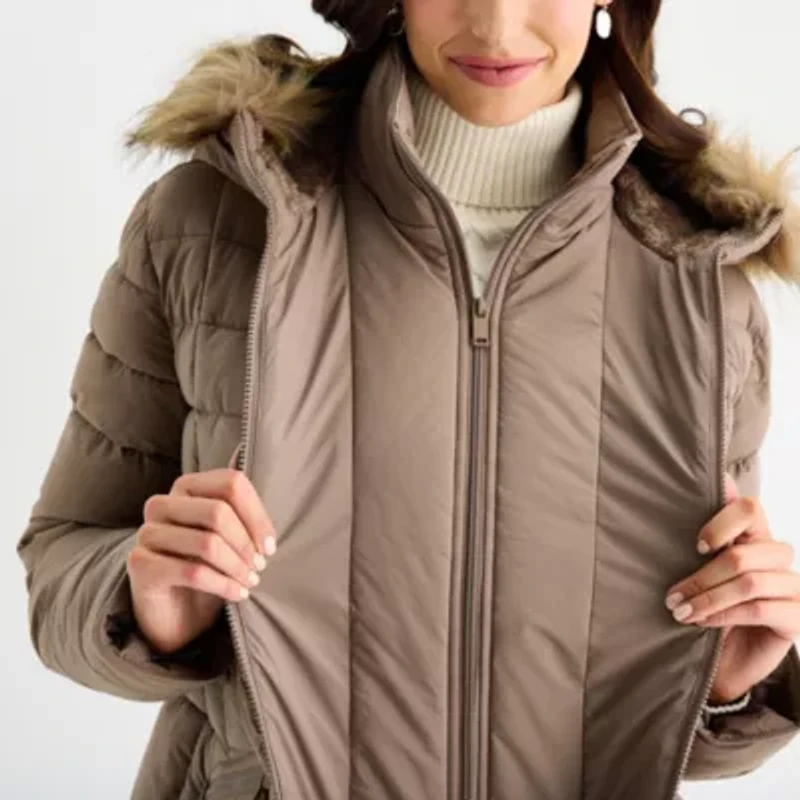 Maralyn And Me Womens Juniors Heavyweight Puffer Jacket