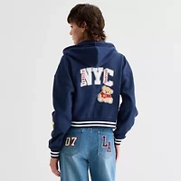 Forever 21 Womens Fleece Hooded Lightweight Juniors Bomber Jacket