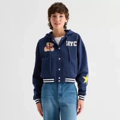 Forever 21 Womens Fleece Hooded Lightweight Juniors Bomber Jacket