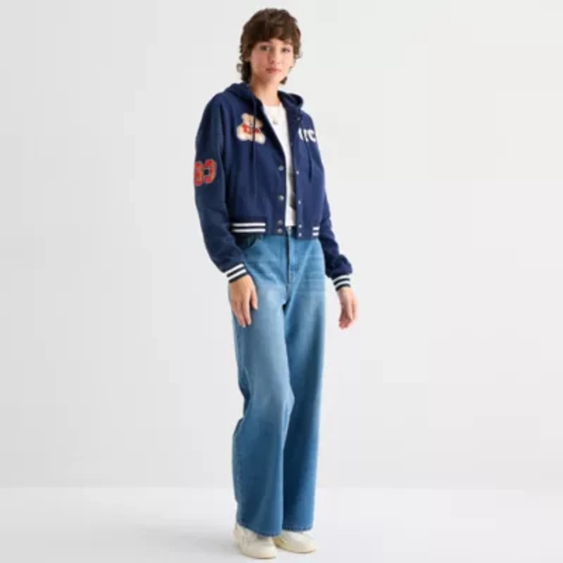 Forever 21 Womens Fleece Hooded Lightweight Juniors Bomber Jacket