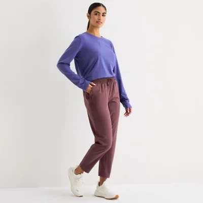 Xersion Womens FeatherLite Woven Mid Rise Tapered Pull-On Pants