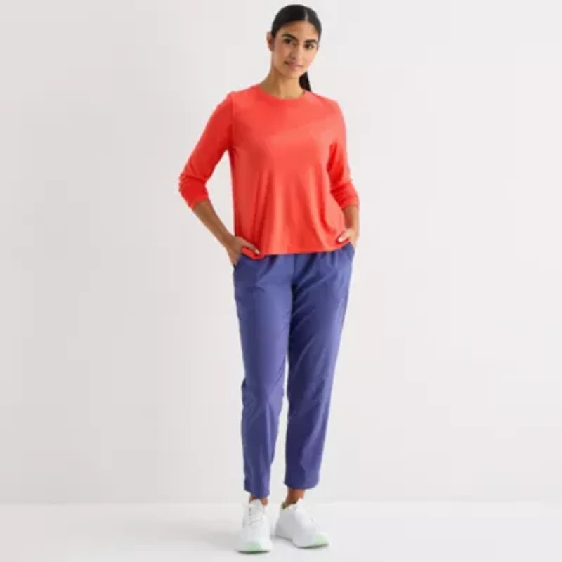 Xersion Womens FeatherLite Woven Mid Rise Tapered Pull-On Pants