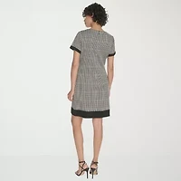 Marc New York Womens Short Sleeve Plaid Sheath Dress