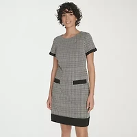 Marc New York Womens Short Sleeve Plaid Sheath Dress