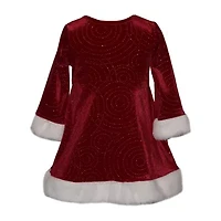 Bonnie Jean Baby Girls Long Sleeve Velvet Fit + Flare Dress