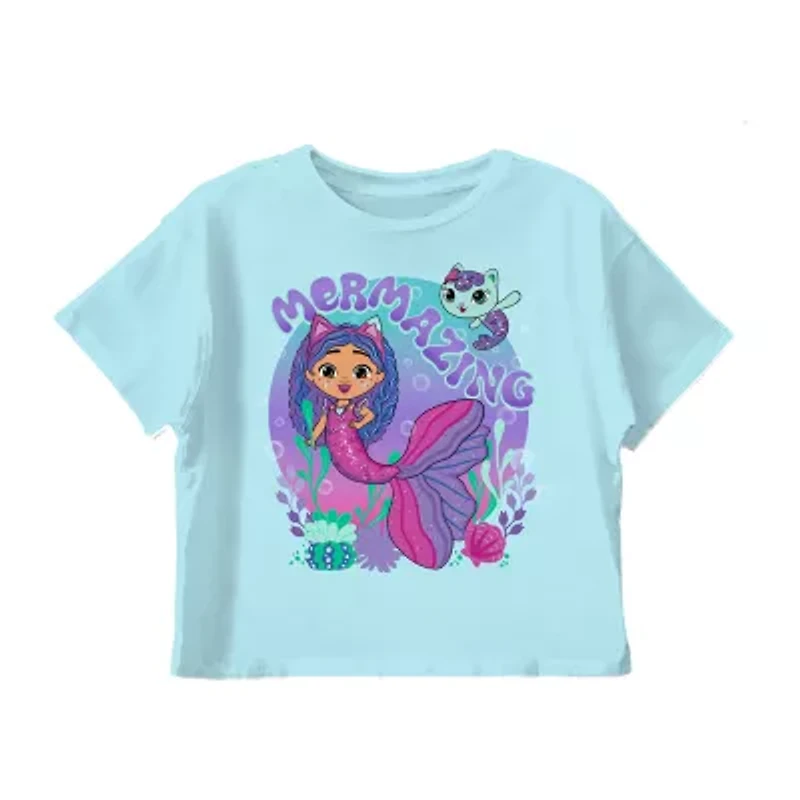 Little & Big Kid Girls Crew Neck Short Sleeve Regular Fit Gabby's Dollhouse Graphic T-Shirt