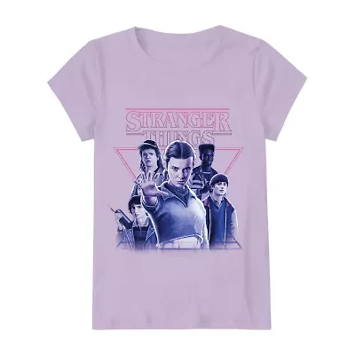 Big Kid Girls Crew Neck Short Sleeve Regular Fit Stranger Things Graphic T-Shirt