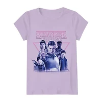 Big Kid Girls Crew Neck Short Sleeve Regular Fit Stranger Things Graphic T-Shirt