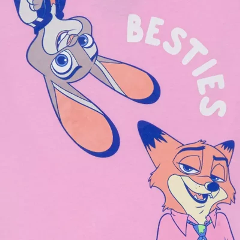 Little & Big Kid Girls Crew Neck Short Sleeve Regular Fit Zootopia Graphic T-Shirt