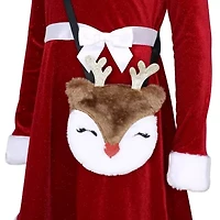 Lilt Little & Big Kid Girls Long Sleeve Fitted Velvet Fit + Flare Dress