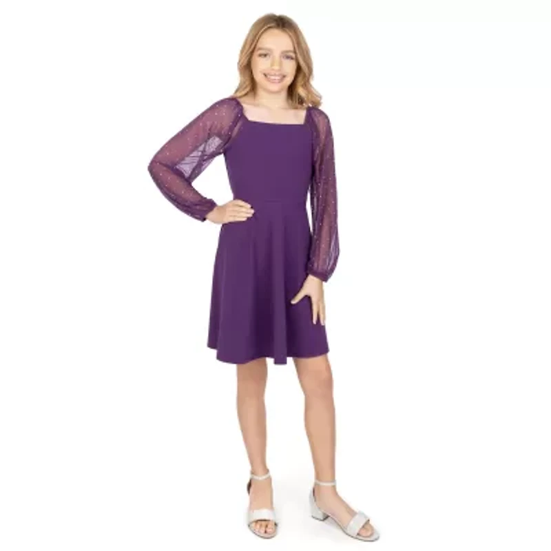 Speechless Big Kid Girls Long Sleeve Skater Dress