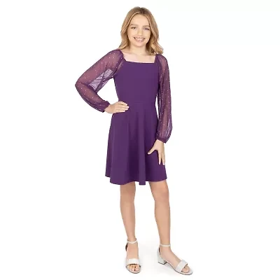 Speechless Big Kid Girls Long Sleeve Skater Dress