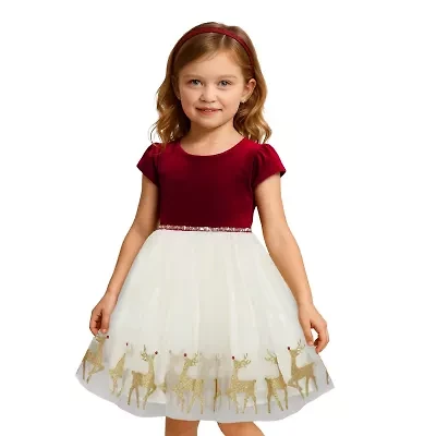 Lilt Little Girls Short Sleeve A-Line Dress