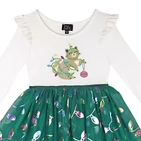 Lilt Little Girls Long Sleeve Tutu Dress