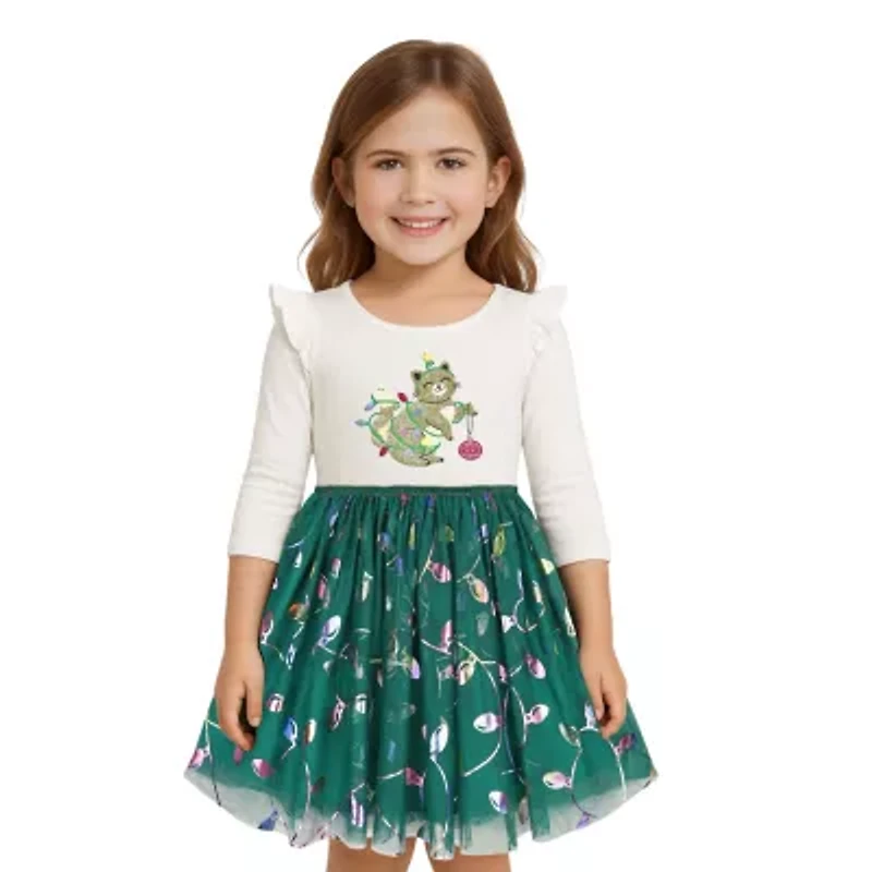 Lilt Little Girls Long Sleeve Tutu Dress