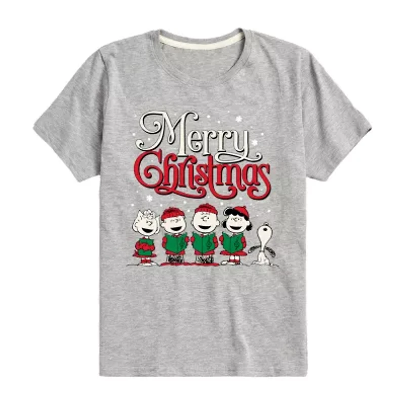 Little & Big Kid Boys Crew Neck Short Sleeve Regular Fit Peanuts Graphic T-Shirt