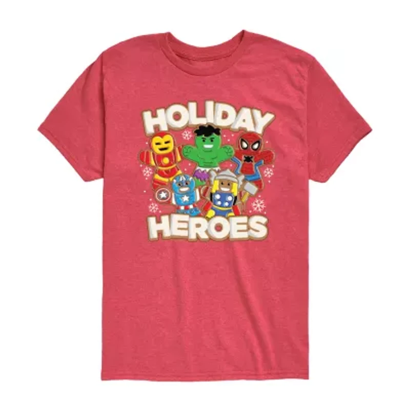 Little & Big Kid Boys Crew Neck Short Sleeve Regular Fit Avengers Graphic T-Shirt