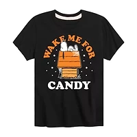 Candy Halloween Little & Big Kid Boys Crew Neck Short Sleeve Regular Fit Peanuts Snoopy Graphic T-Shirt