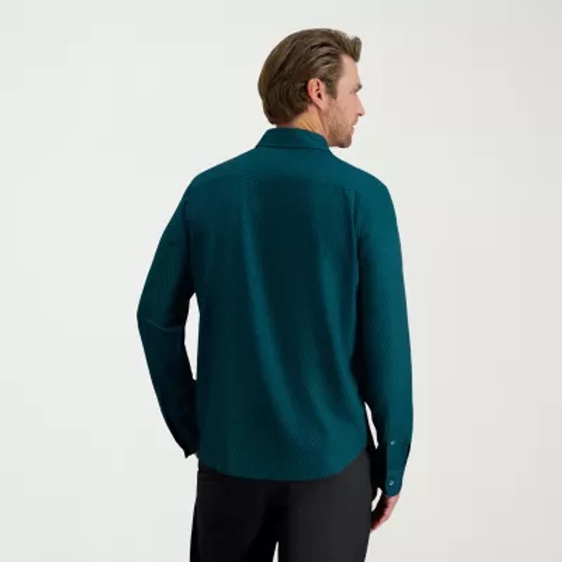 Haggar Performance Mens Long Sleeve Slim Fit Button-Down Shirt