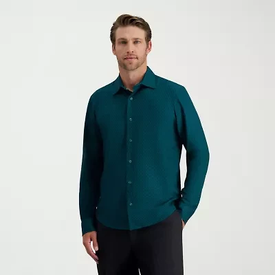 Haggar Performance Mens Long Sleeve Slim Fit Button-Down Shirt