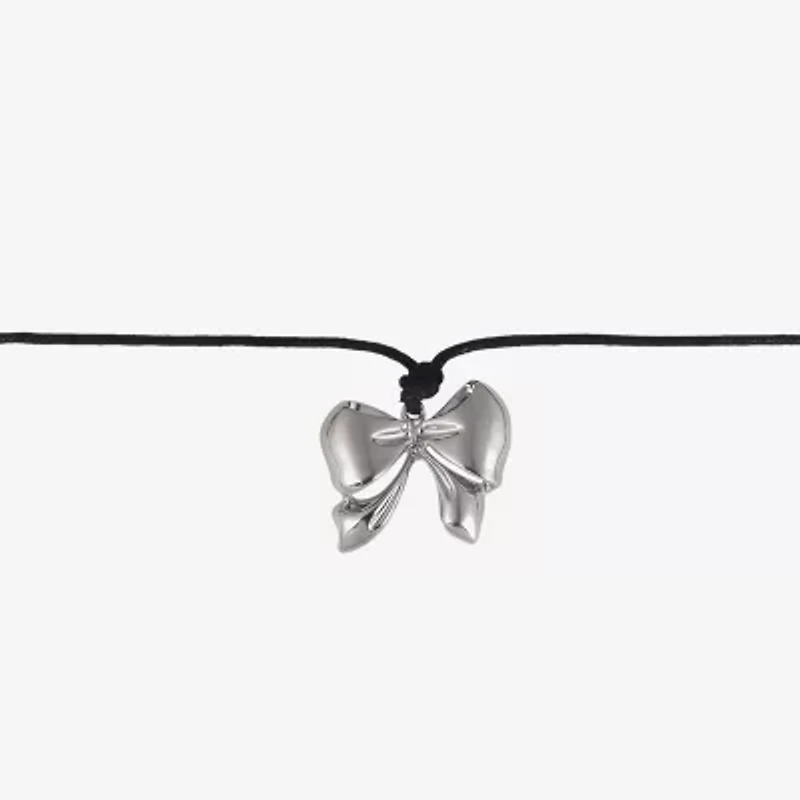 Arizona Silver Tone Womens Bow 18 Inch Pendant Necklace