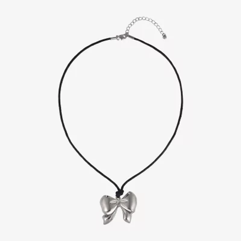Arizona Silver Tone Womens Bow 18 Inch Pendant Necklace