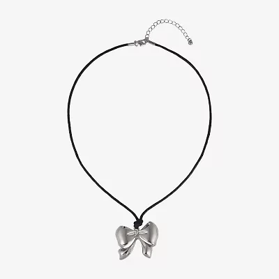 Arizona Silver Tone Womens Bow 18 Inch Pendant Necklace