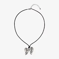 Arizona Silver Tone Womens Bow 18 Inch Pendant Necklace
