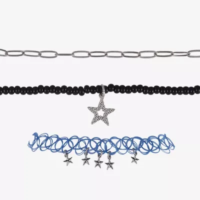 Arizona Silver Tone Womens Star 12 Inch Choker Necklace