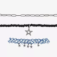 Arizona Silver Tone Womens Star 12 Inch Choker Necklace
