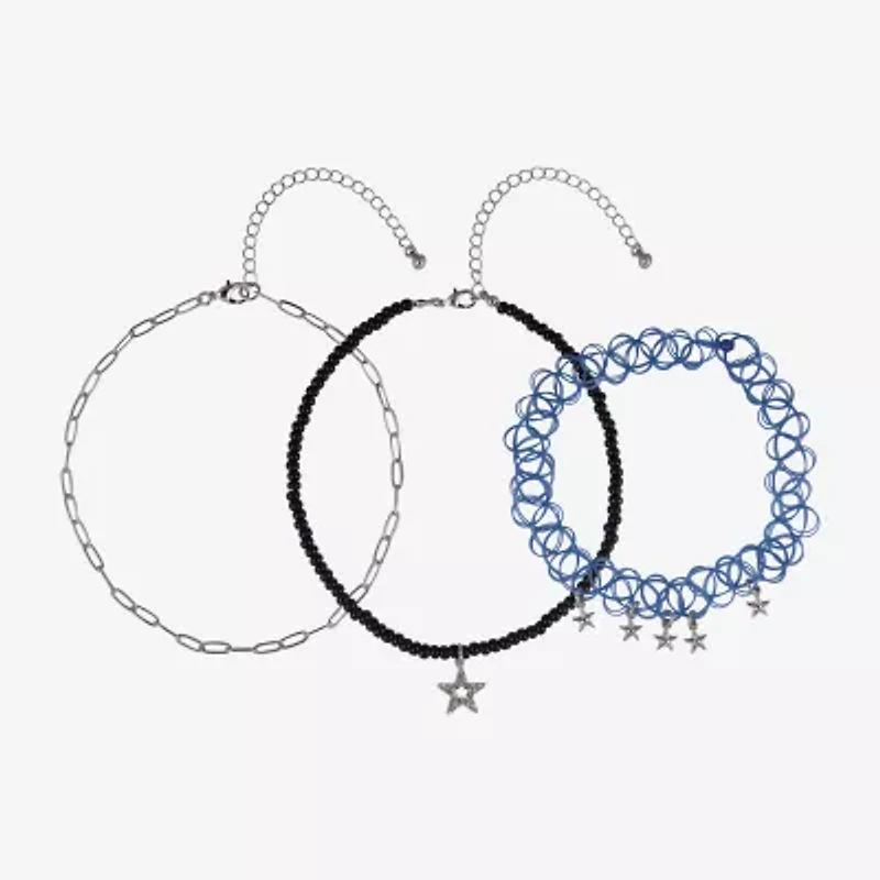 Arizona Silver Tone Womens Star 12 Inch Choker Necklace