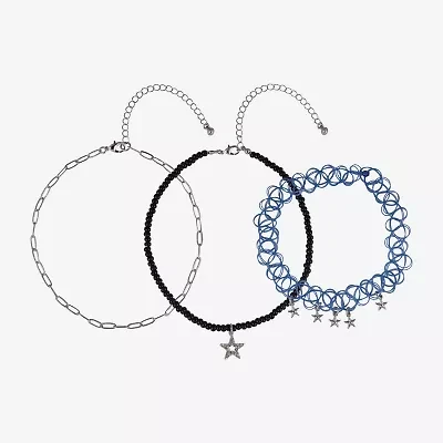 Arizona Silver Tone Womens Star 12 Inch Choker Necklace