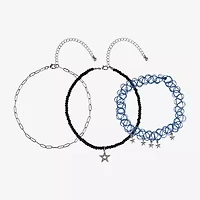Arizona Silver Tone Womens Star 12 Inch Choker Necklace