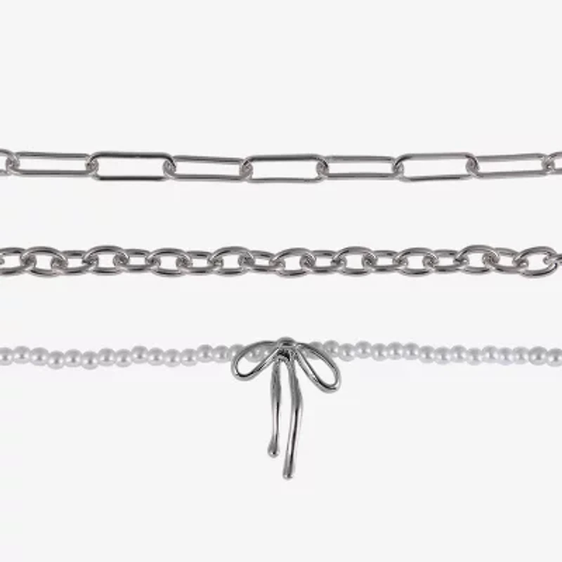 Arizona Silver Tone Womens Bow 12 Inch Choker Necklace
