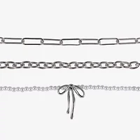 Arizona Silver Tone Womens Bow 12 Inch Choker Necklace