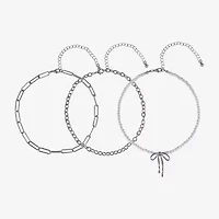 Arizona Silver Tone Womens Bow 12 Inch Choker Necklace