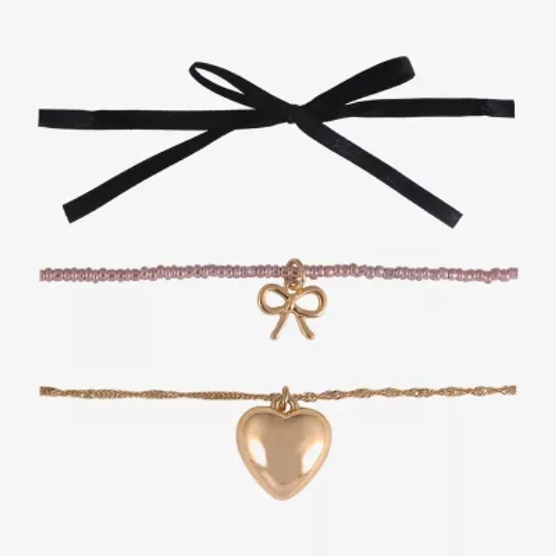 Arizona Gold Tone Womens Bow Heart 12 Inch Choker Necklace