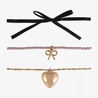 Arizona Gold Tone Womens Bow Heart 12 Inch Choker Necklace