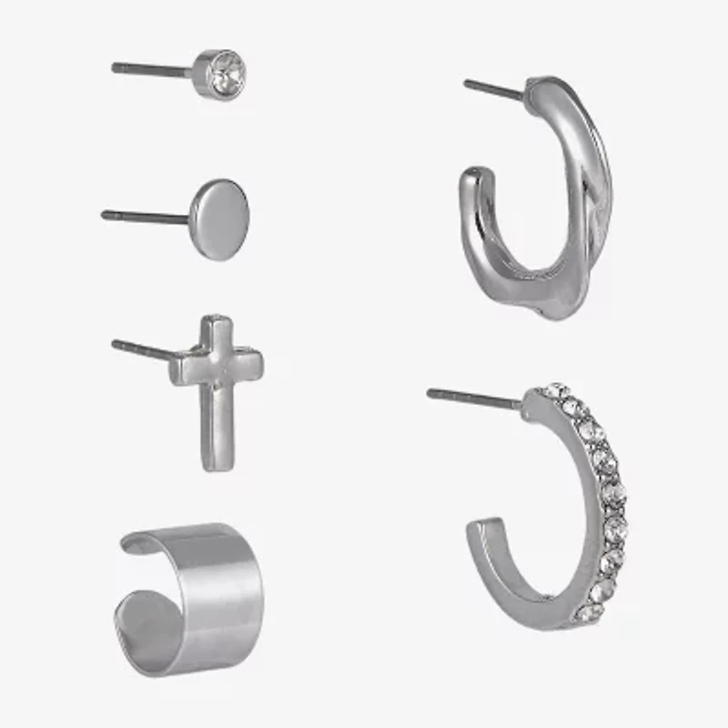 Arizona Silver Tone Womens 18.8mm Cross Single Earring