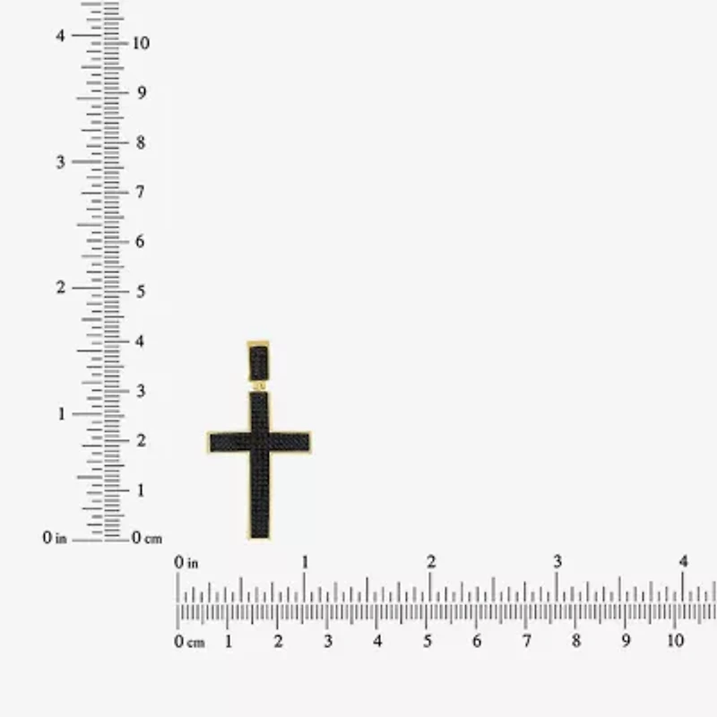 Mens 1/2 CT. T.W. Natural Diamond 10K Gold Cross Pendant
